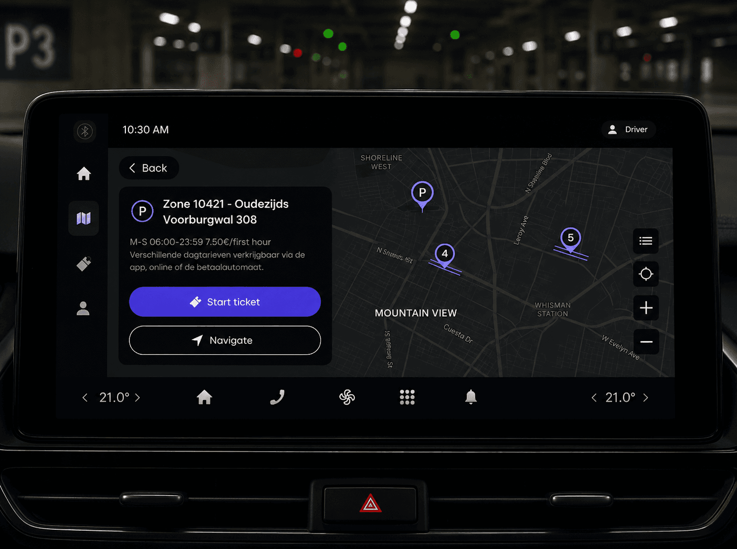 App nativa de coche de LetMePark